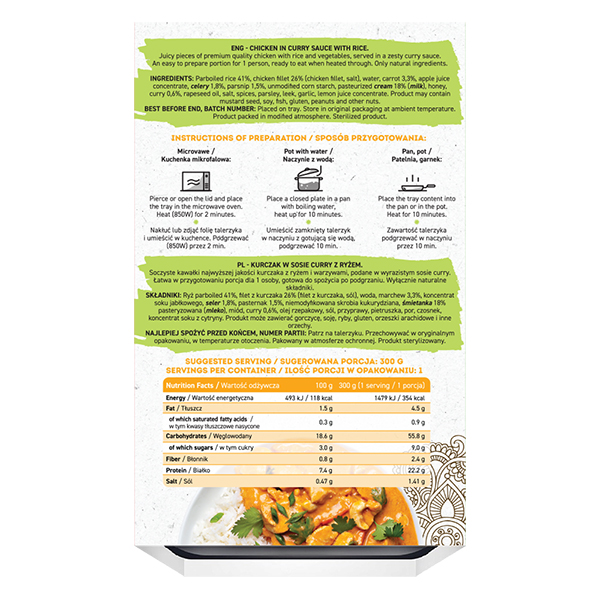 Pasto Pronto Dish Curry With Rice 300g